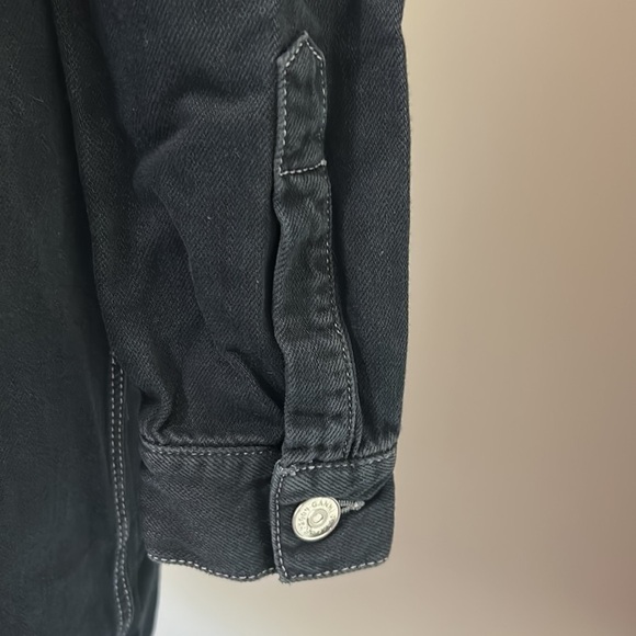 GANNI Black Denim Western Shirt Dress Long Sleeve Button Up Nashville Sz 4 - Picture 9 of 15